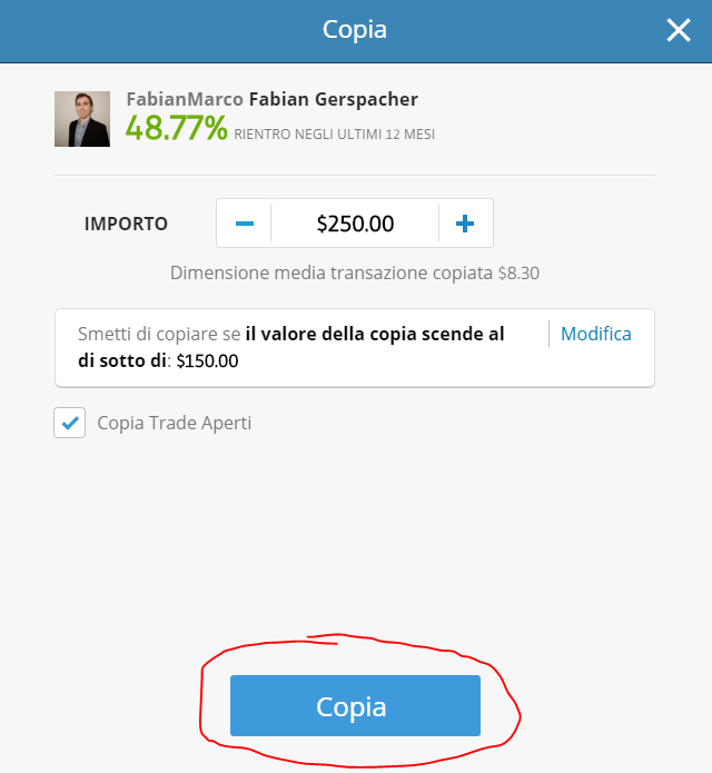 copy trading etoro passo 3